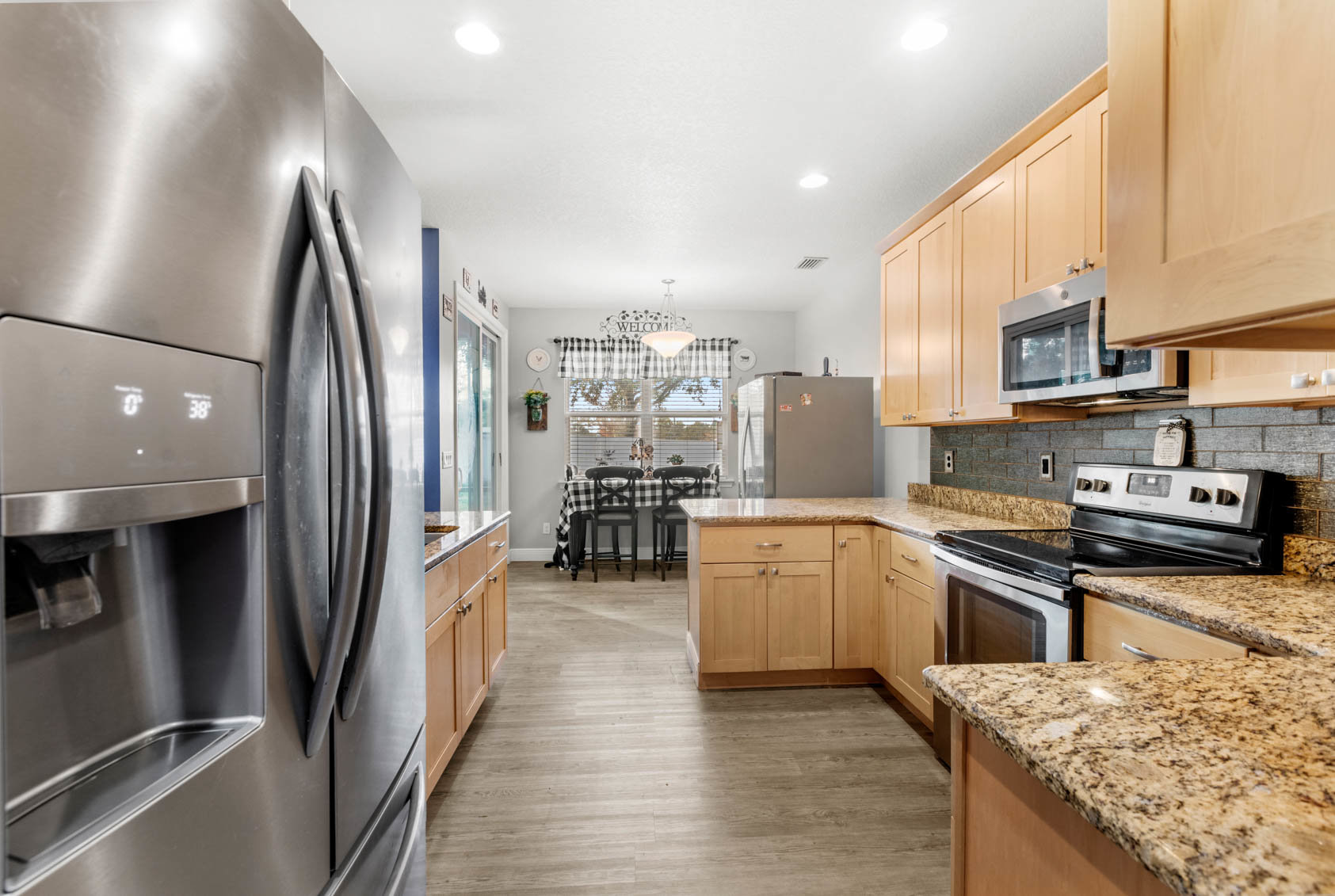 kitchen with light brown cabinets